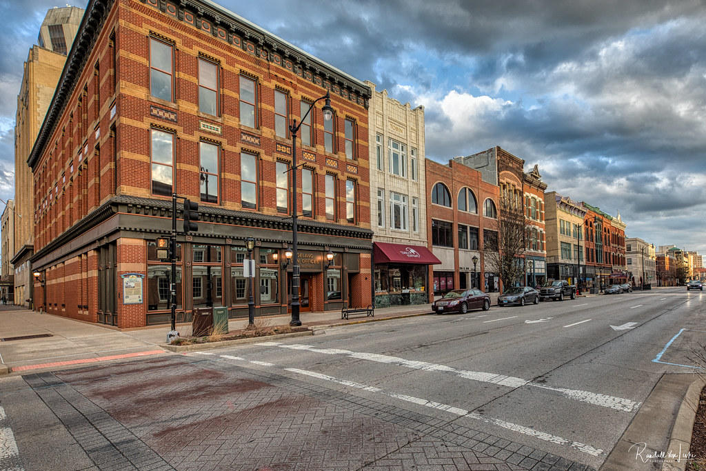 Brick storefronts on Sixth Street